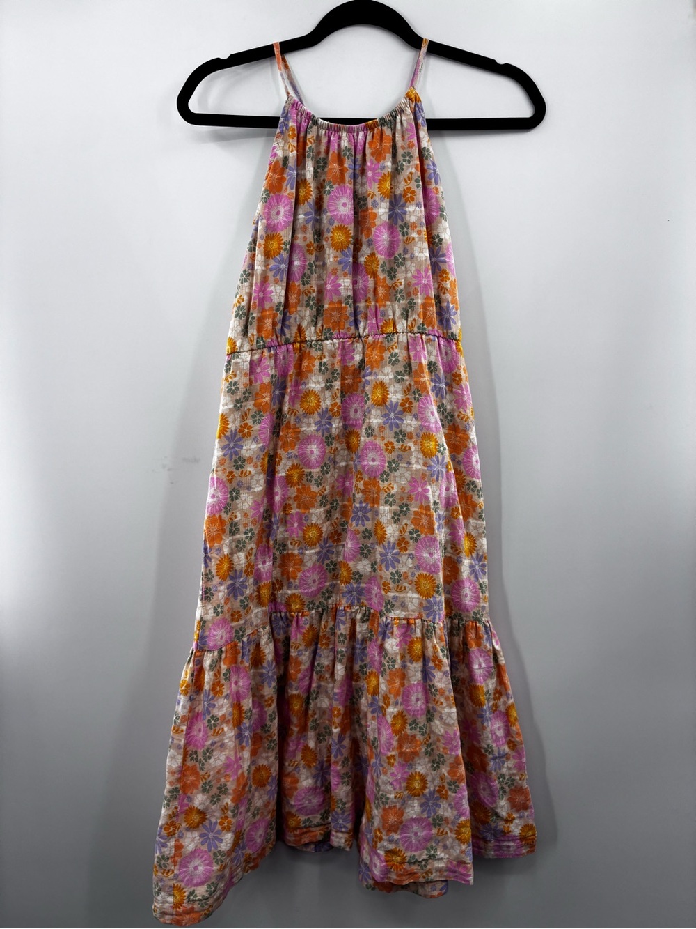 wonder nation Floral Tiered Maxi Dress in Pink, Orange & Purple Youth 14/16
